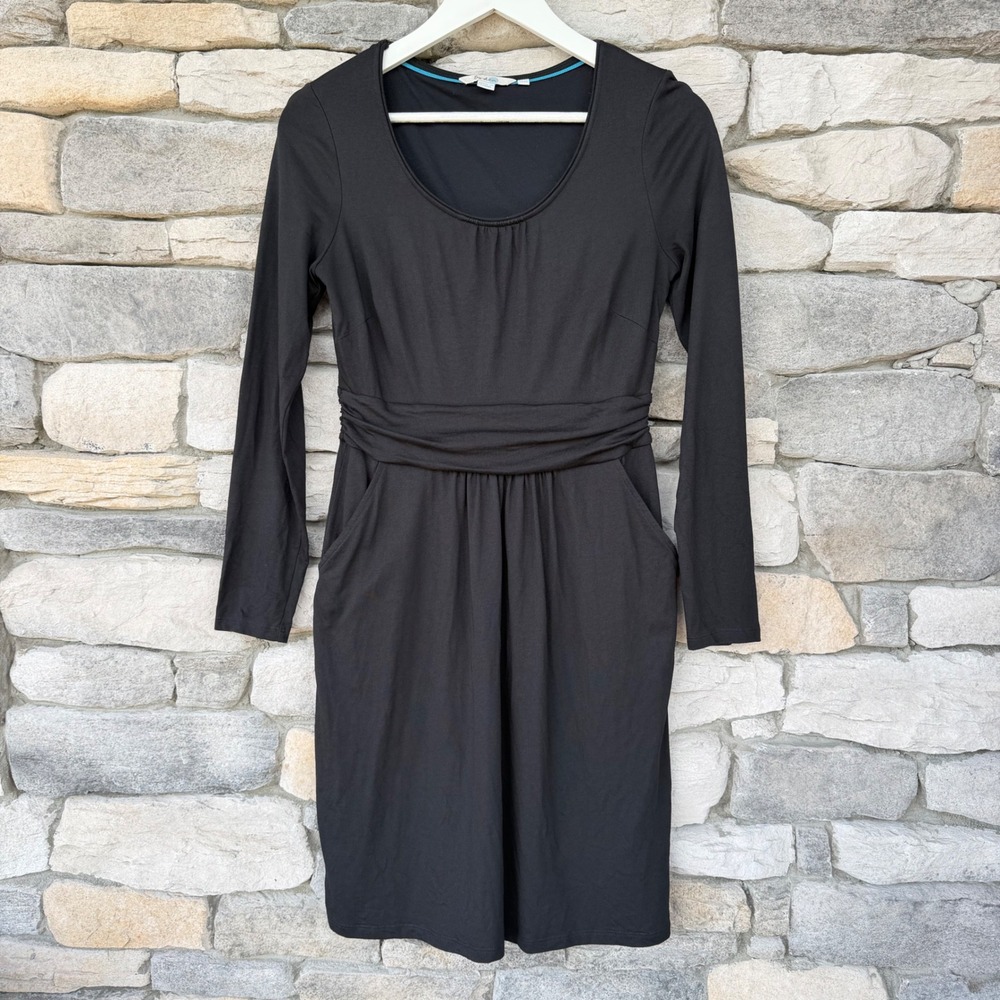 Boden Mabel Black Long Sleeve Scoop Neck Jersey Dress with Pockets US 6R